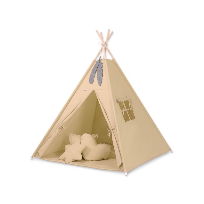 Tipi para niños My Sweet Baby con alfombra y cojines - Beige