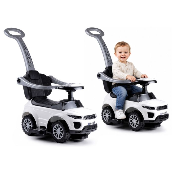Correpasillos infantil evolutivo Lean Cars 3 en 1 blanco con asa parental, vista frontal