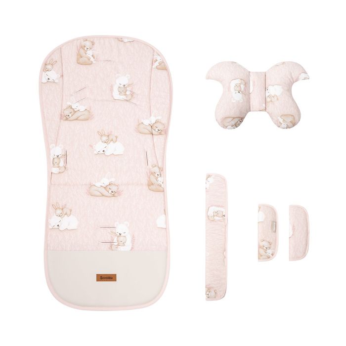 Set Deluxe Silla Paseo Muselina Oso Conejo Cojín