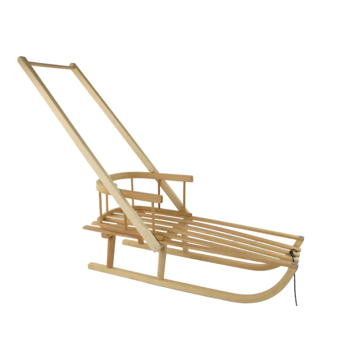 Sled With Backrest, Wooden Pusher, Wooden Handle