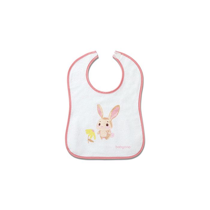 Babero de toalla Babyono en rosa, absorbente y práctico.