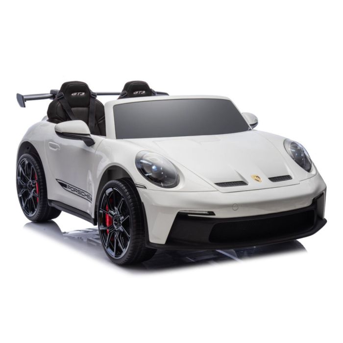 Coche eléctrico infantil Porsche GT3 Lean Cars blanco, vista frontal