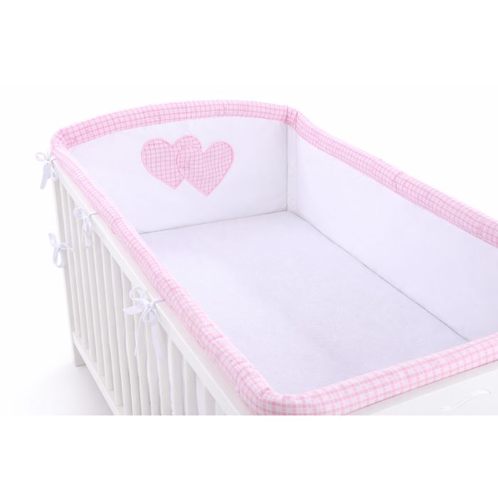 Protector de Cuna XXL My Sweet Baby - Corazones Rosa Cuadros