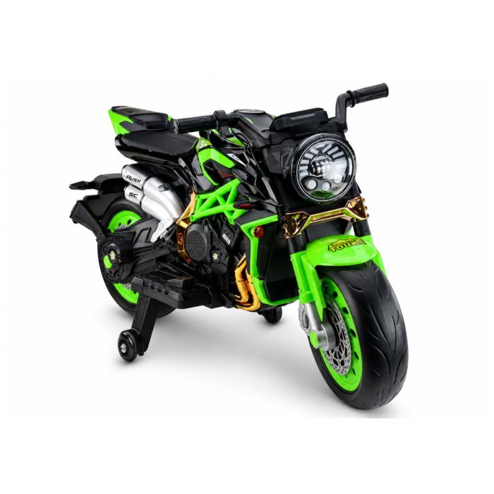 Moto eléctrica XW-07 en color verde con características LED