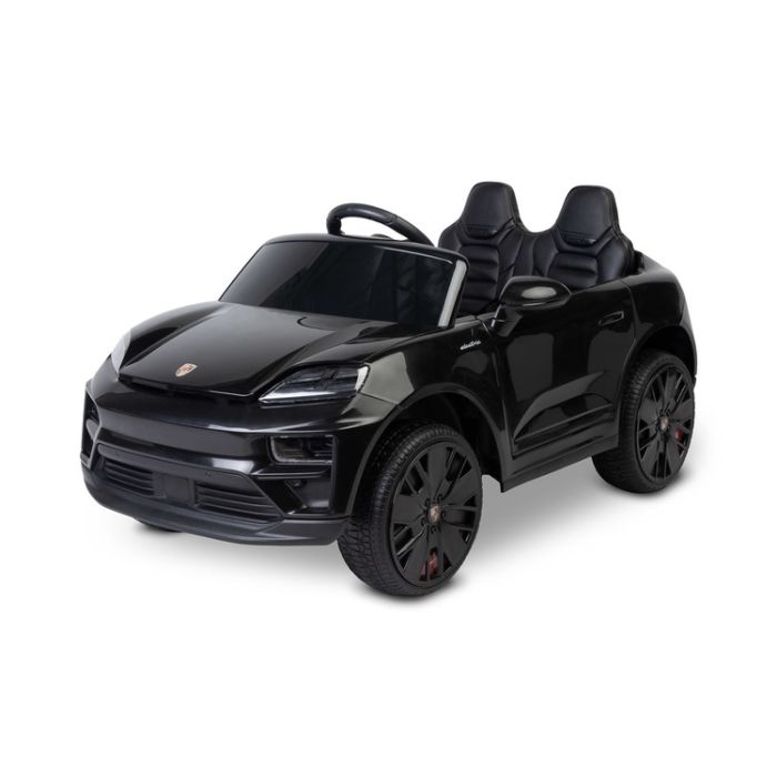 Coche eléctrico infantil Porsche Macan negro Toyz con licencia oficial, vista frontal