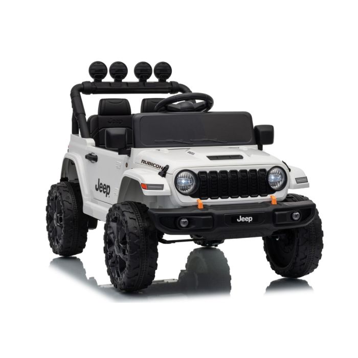 Jeep Rubicon DK-JWR558 en color blanco, vehículo eléctrico para niños