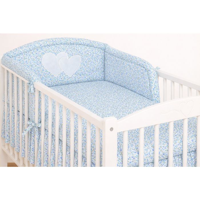 Protector de Cuna My Sweet Baby – Corazones Flores Azules