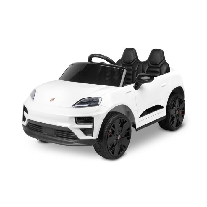 Coche eléctrico infantil Porsche Macan blanco Toyz con licencia oficial, vista frontal