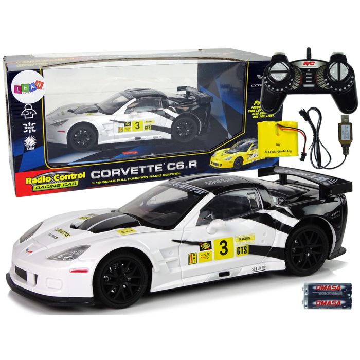 Coche Deportivo R/C 1:18 Corvette C6.R Blanco con Luces