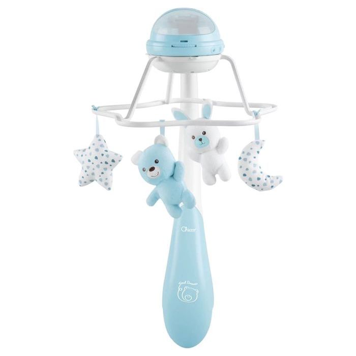 Móvil de cuna Chicco Toys con proyección de arcoíris y melodías.