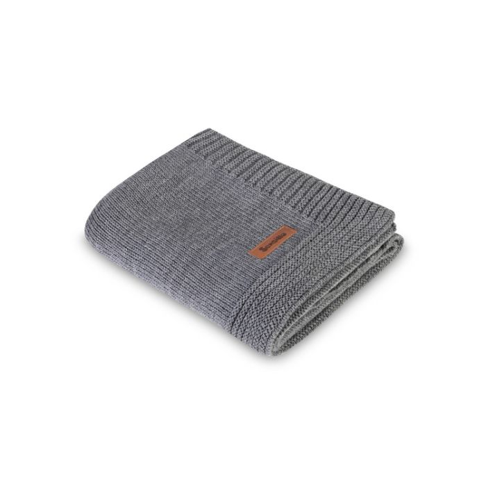 Manta Merino Melange 90x75 de Sensillo, gris oscuro, regula la temperatura.