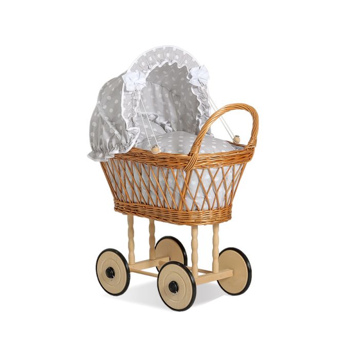 Carrito de Muñecas de Mimbre My Sweet Baby con Ropa de Cama