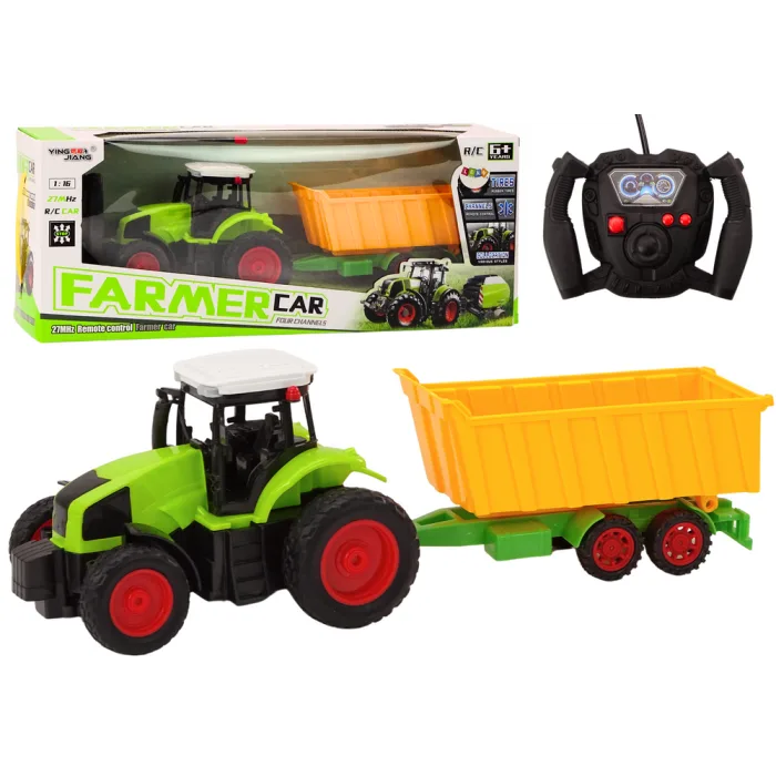 Tractor Control Remoto con Remolque RC 1:16 Color Verde
