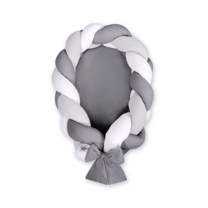 Nido trenzado 2 en 1 My Sweet Baby - Blanco y gris