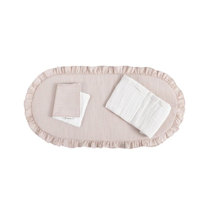 Pack colchoneta capazo Cloe Cambrass color rosa, vista de las piezas
