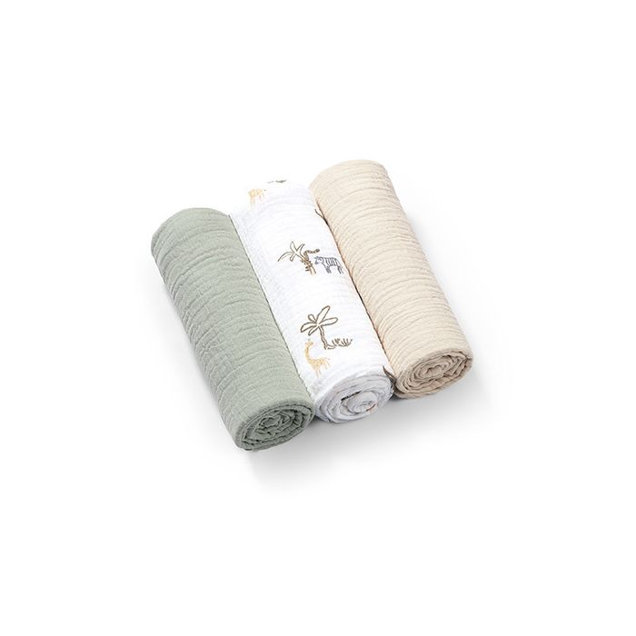 Paquete de 3 Pañales Muselina Crinkle Babyono - Verde