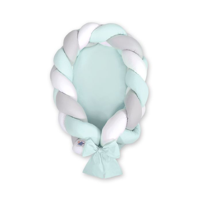 Nido trenzado 2 en 1 My Sweet Baby - Blanco, gris y menta