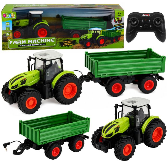 Tractor agrícola RC con remolque de Lean toys y luces LED