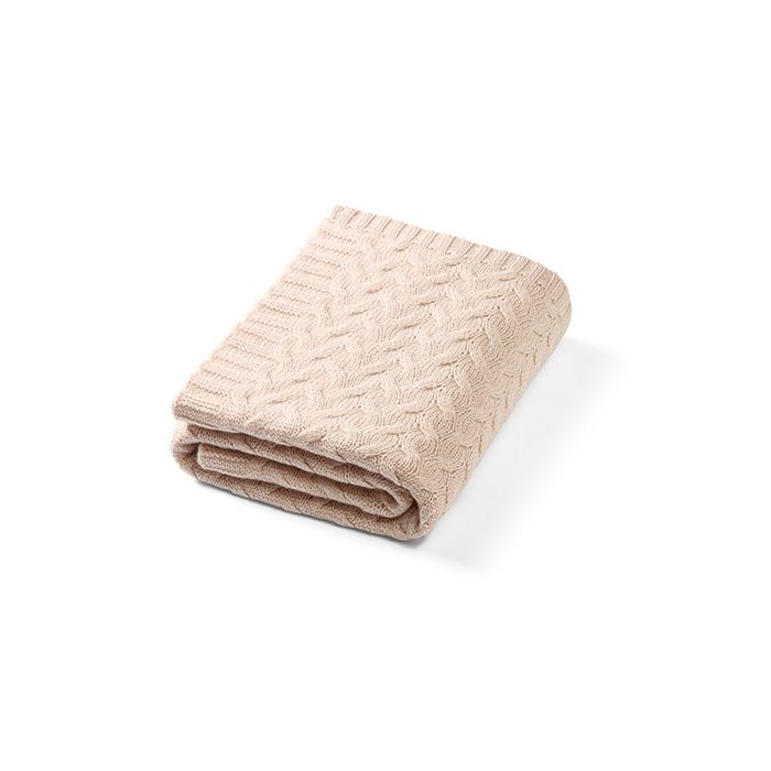 Manta de lana merino Babyono beige claro para bebé