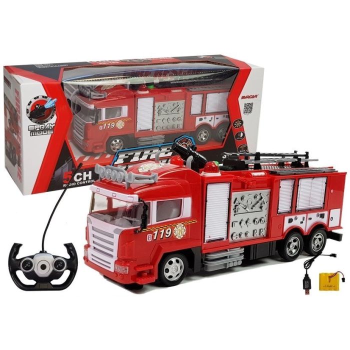 Camión de bomberos R/C teledirigido LEAN Toys vista lateral