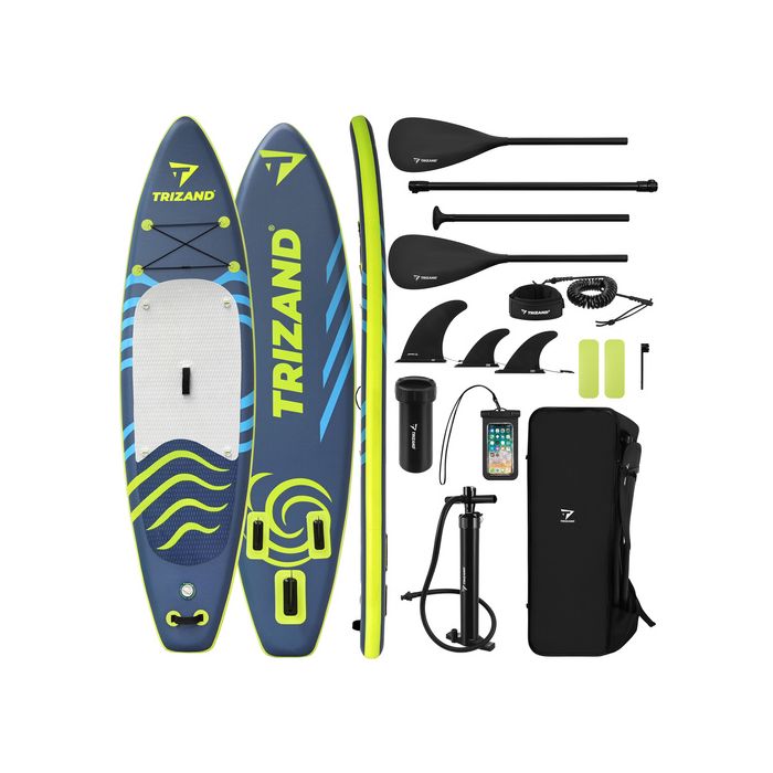 Tabla SUP Trizand de 320 cm en el agua mostrando su estabilidad