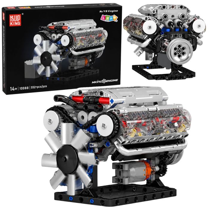 Bloques de Construcción Motor V8 Mecánico 552 Piezas