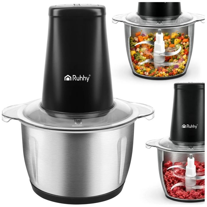 Cortadora Ruhhy 500 W con cuchillas de acero inoxidable.