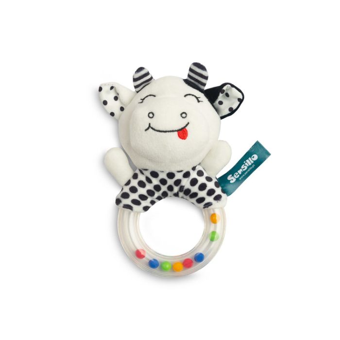 Sonajero BLACK&WHITE RATTLE COW de Sensillo para bebés