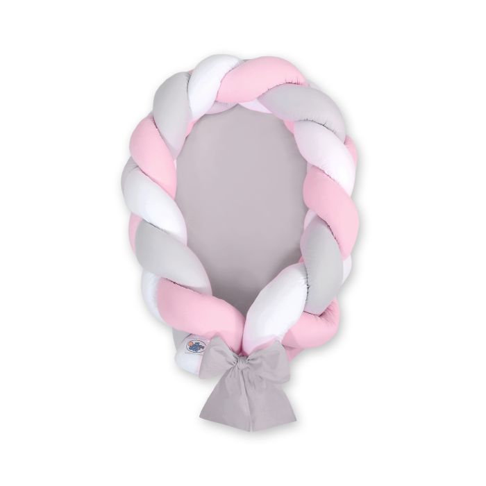 Nido Trenzado 2 en 1 My Sweet Baby - Blanco, Gris y Rosa