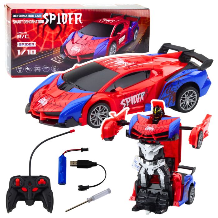 Coche Robot Araña Control Remoto 2 en 1 con Luces y Sonidos