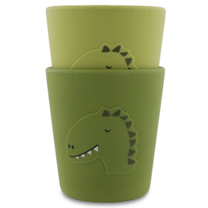 Vasos de silicona Trixie Mr. Dino 2-pack para bebés