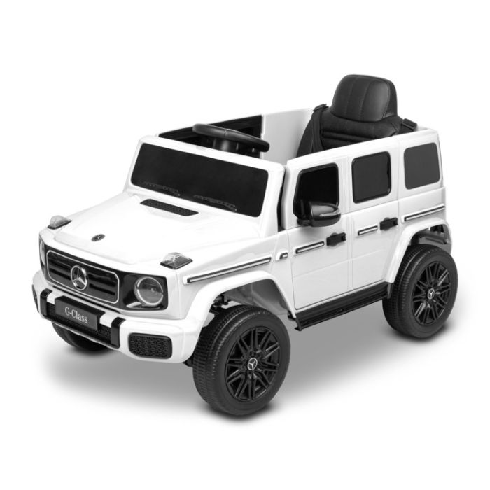 Coche eléctrico Mercedes G580 de Toyz, ideal para niños, en color blanco.