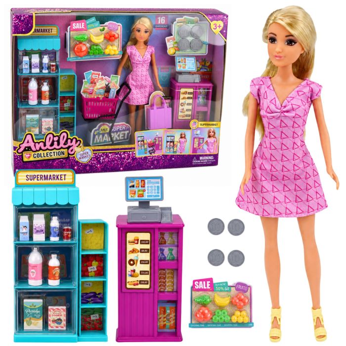 Muñeca Anlily con Supermercado y Accesorios de Juego