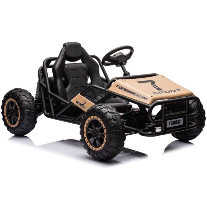 Coche eléctrico infantil A8812 en color caqui, ideal para aventuras