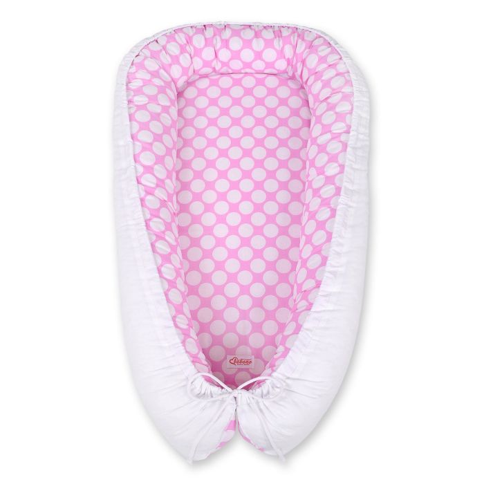 Baby Nest Double-sided Premium Cocoon For Infants Bobono- White Dots/white