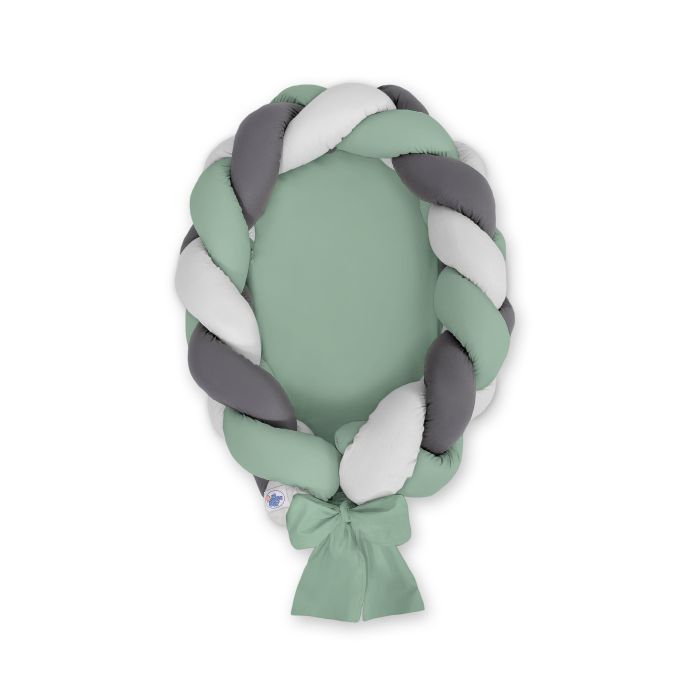 Braided Baby Nest 2 In 1 - Pastel Green - Gray - Anthracite