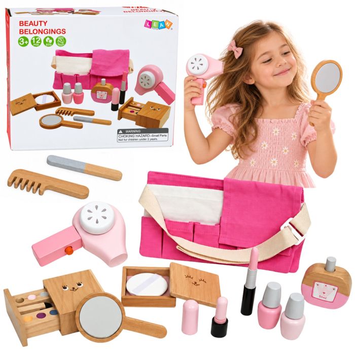 Set de maquillaje de madera de Lean Toys con 12 piezas coloridas