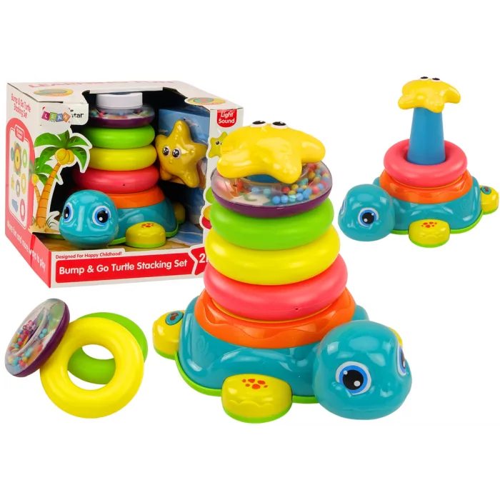 Tortuga Montable Pirámide 2 en 1 con Sonidos y Luces