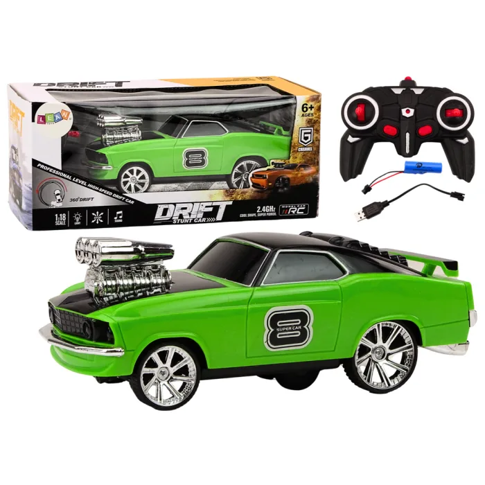 Coche de Control Remoto 1:18 Drift 360 Verde con Sonidos
