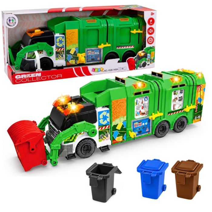 Camión de basura interactivo grande de Lean Toys, 52 cm con luces y sonidos.