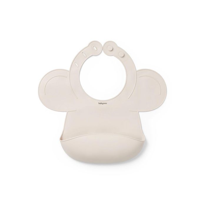 Babero de Silicona Ajustable Beige Babyono para Bebés
