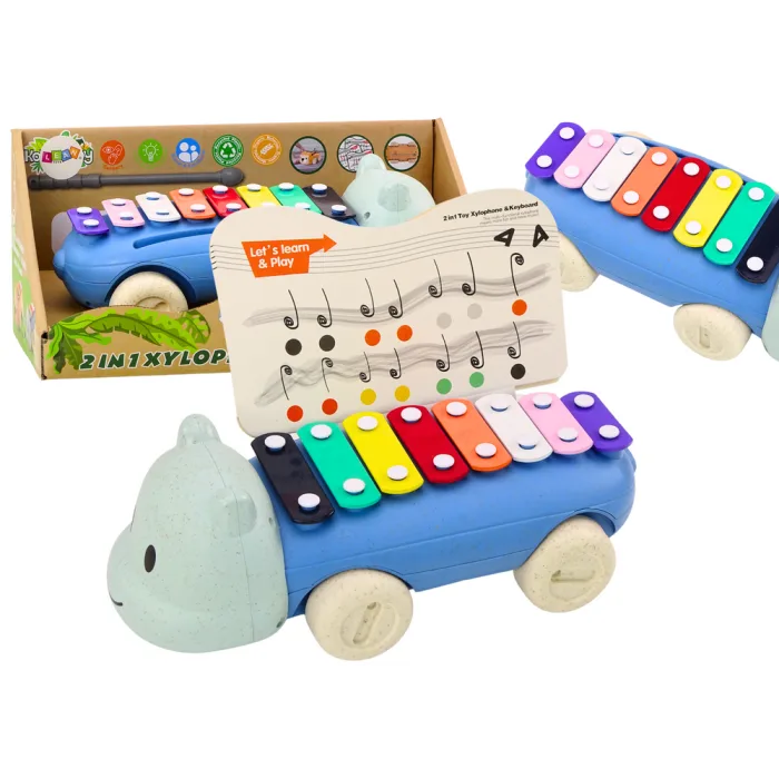 Instrumento educativo de címbalos en forma de hipopótamo