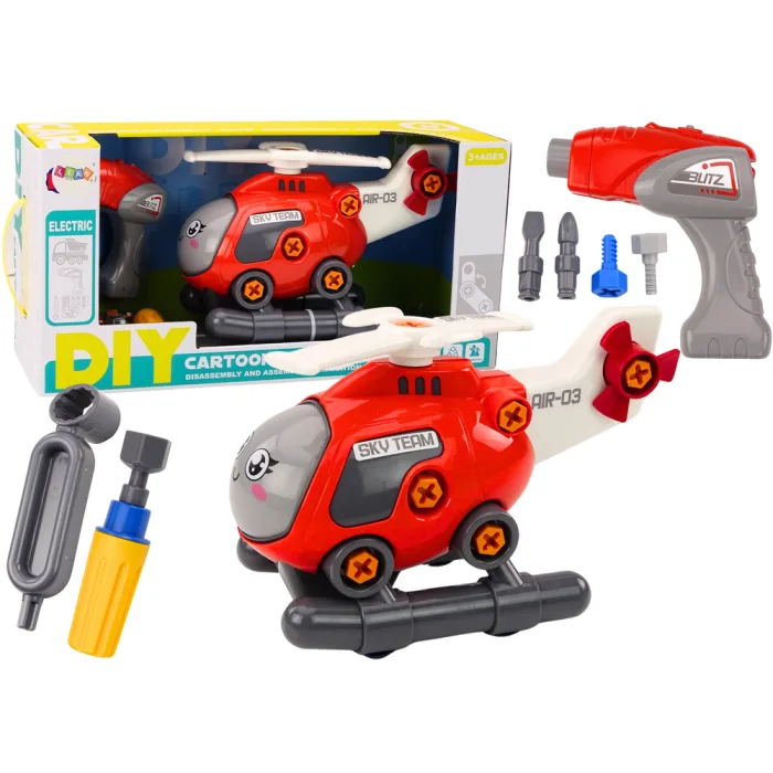 Helicóptero de dibujos animados rojo desmontable