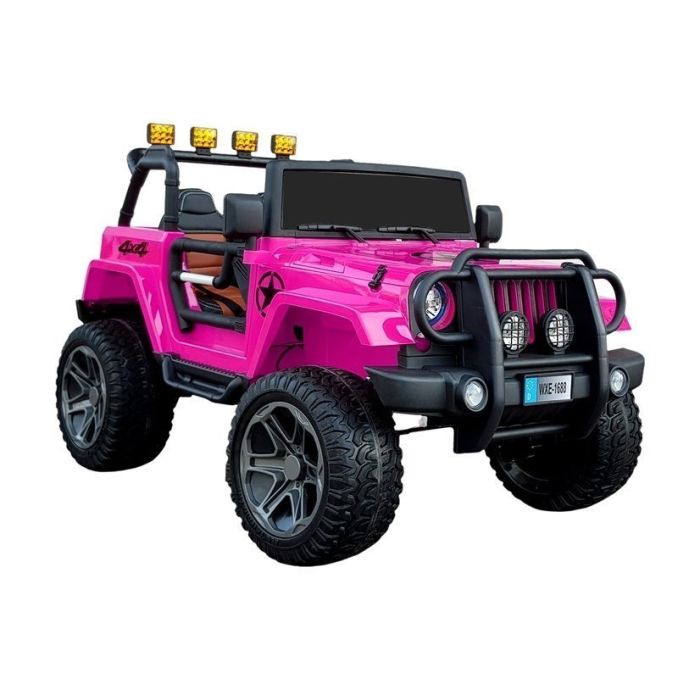 Coche eléctrico Jeep WXE-1688 de Lean Cars en rosa, ideal para aventuras al aire libre.
