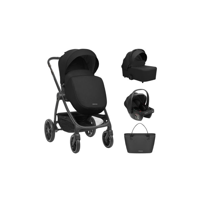 Carrito de bebé 3en1 Kikkaboo Modena Negro - Comodidad y Estilo