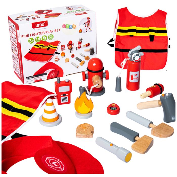 Set de Bombero Infantil con Accesorios de Madera