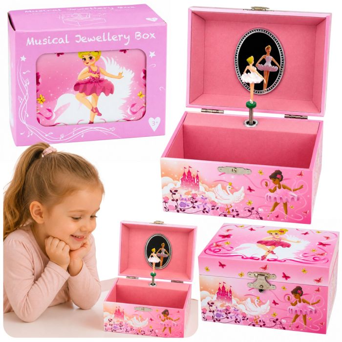 Caja de Música Infantil con Espejo y Joyero Rosa