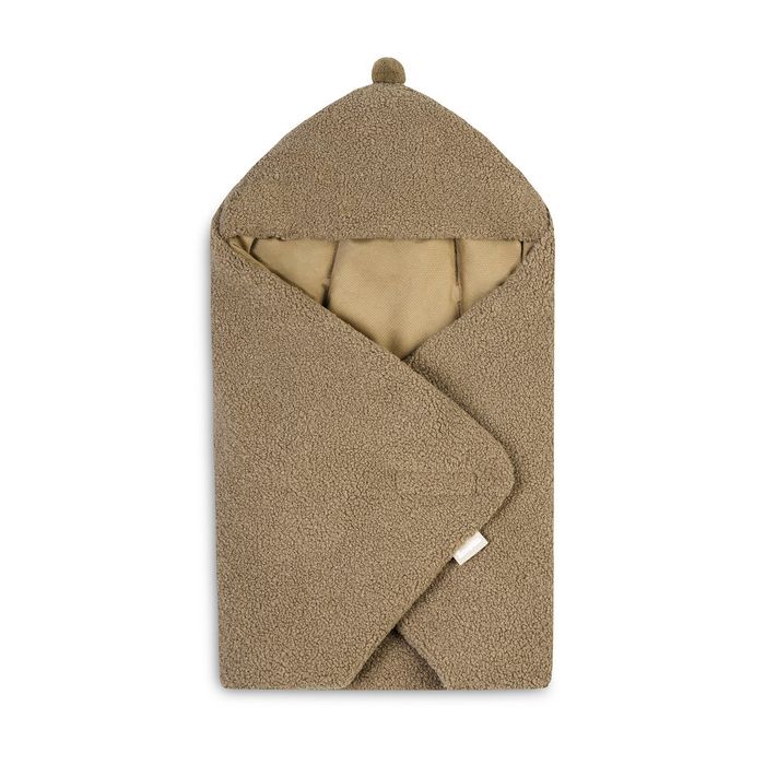 Manta para silla de coche Sensillo Boucle, color beige oscuro con suave terciopelo