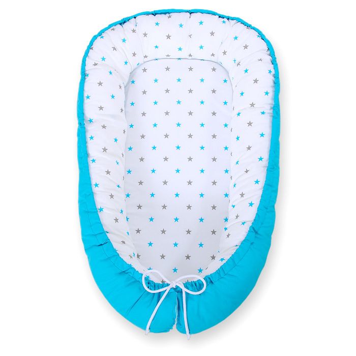 Baby Nest Double-sided Premium Cocoon For Infants Bobono- Turquoise/ Turquoise