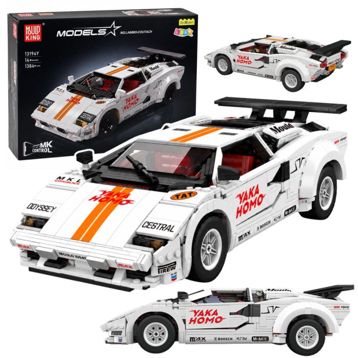 Coche Deportivo RC de Bloques con 1384 Piezas Blanco